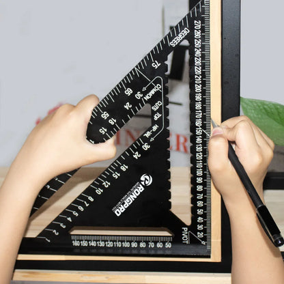 RONGPRO TriangleRuler 7inch Aluminum Alloy Angle Protractor Speed Metric Square Measuring Ruler For Building Framing ToolsGauges