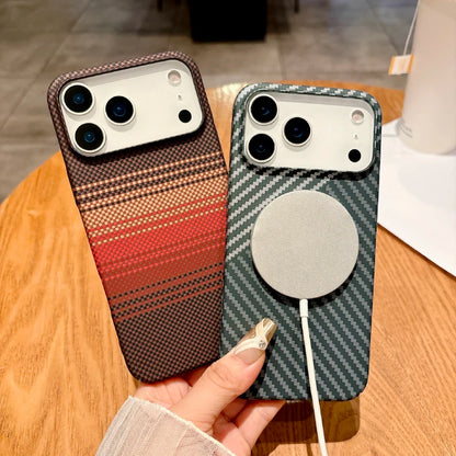 For Magsafe Magnetic Wireless Charging Luxury Solid Color Carbon Fiber Phone Case For iPhone 17 Pro Max Air Bumper Back Cover