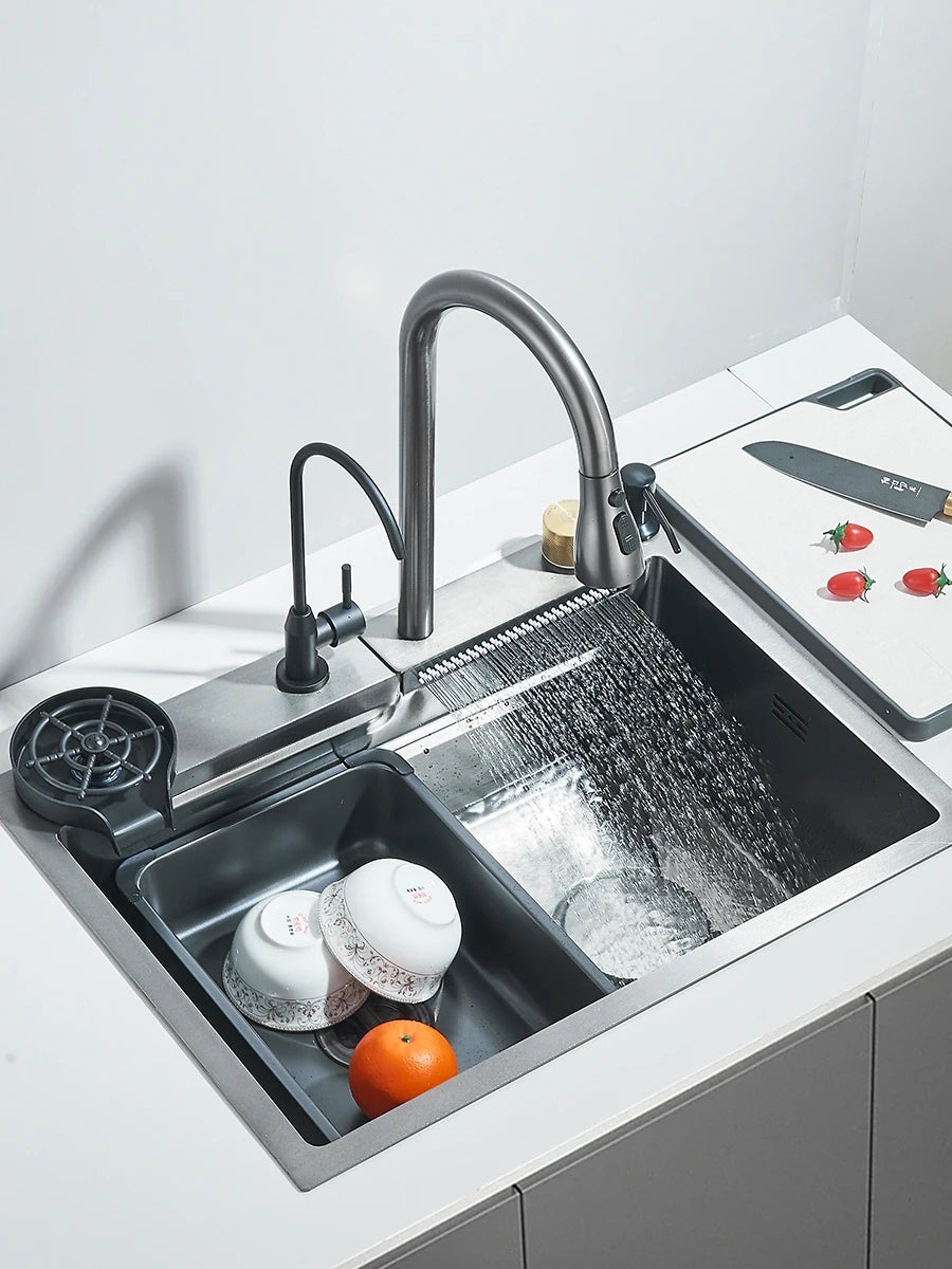 304 Waterfall Kitchen Sink 60*45cm Stainless Steel Sink