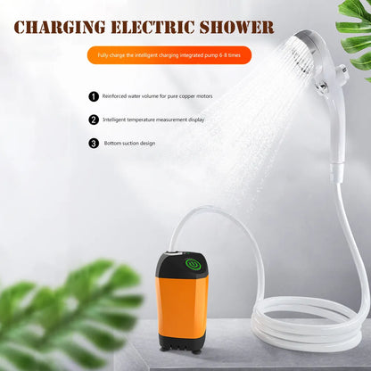Outdoor Electric Shower IPX7 Waterproof Portable Electric Camping Shower Travel Beach Electric Shower Pump for Camping/Hiking