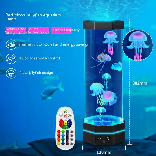 Jellyfish Lava Lamp 17 Colors Changing 15inch Jellyfish Lamp With Remote Control USB Plug-in Bubble Fish Lamp Kids Night Light C