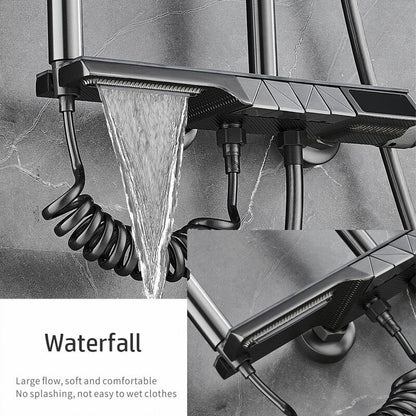 Wall Mounted Digital Display Ambient Light Button Four-Position Shower Set Thermostatic Shower System Bathroom Luxury Shower Set