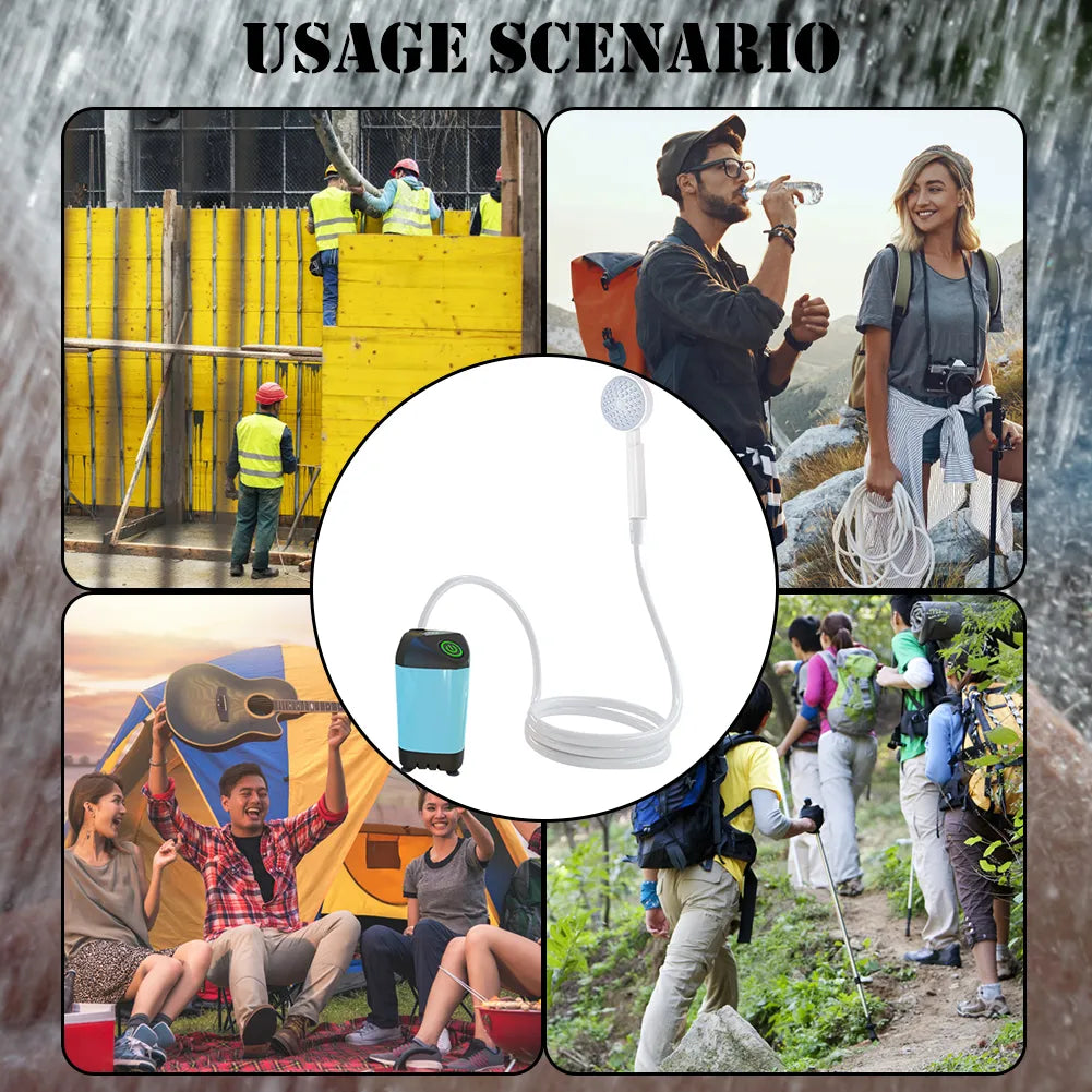 Outdoor Electric Shower IPX7 Waterproof Portable Electric Camping Shower Travel Beach Electric Shower Pump for Camping/Hiking
