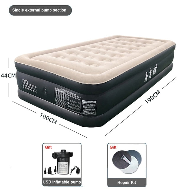 190X100X44CM Household New Inflatable Air Bed Cartoon Atmosphere Pad Thickening Height Mattress Portable Outdoor Camping Mat