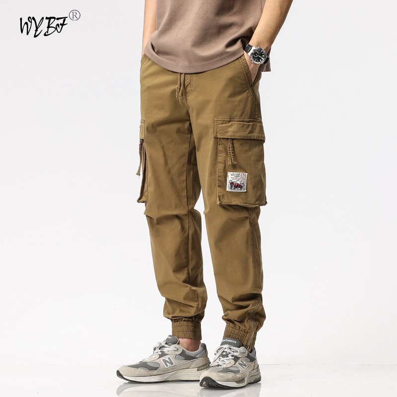 Summer Camping Hiking Men's Multi-Pocket Overalls Sports Trousers Mens Casual Fitness Drawstring Pants Men's Jogger Track Pants