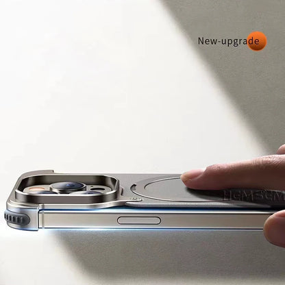 Light Weight Metal Bumper Magsafe Case Finger Ring Holder cowhide Backboard for iPhone 13 14 15 Pro Max Shockproof Phone Cover