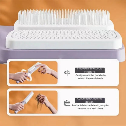 Self-cleaning hairbrush