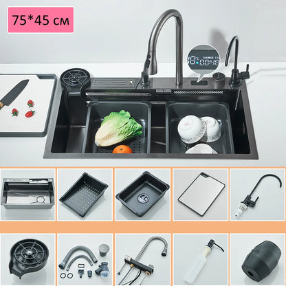 304 Waterfall Kitchen Sink 60*45cm Stainless Steel Sink