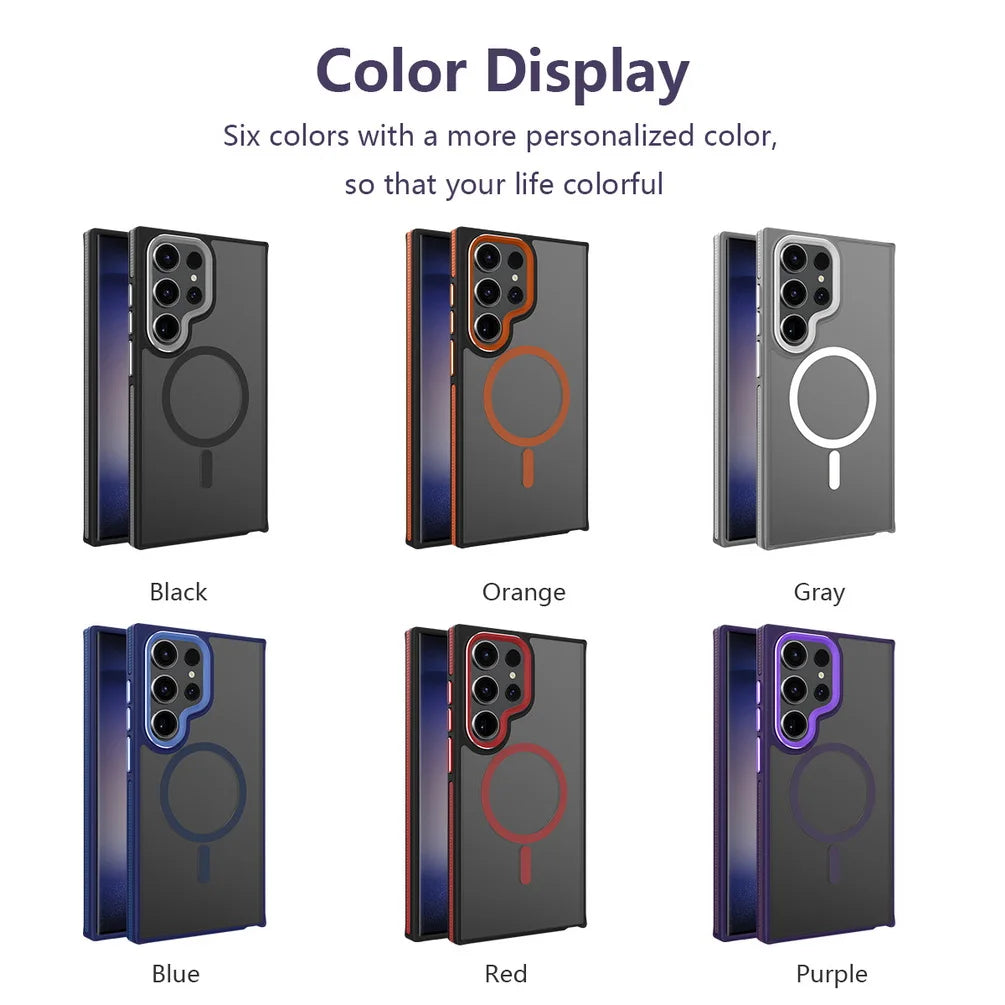 Matte skin feel Magsafe Magnetic Adsorption Case For Samsung S24 Ultra Galaxy S23 Plus S22 + Plating all inclusive Back Cover