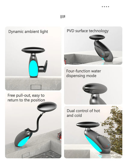 LED Pull-Out Basin Faucet – 360° Flexible Use