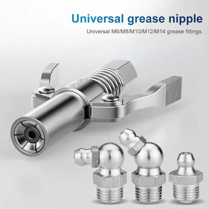 10000 PSI Grease Coupler Heavy-Duty Quick Release Grease Gun Coupler Two Press Easy To Push Grease Tool Coupler Accessories