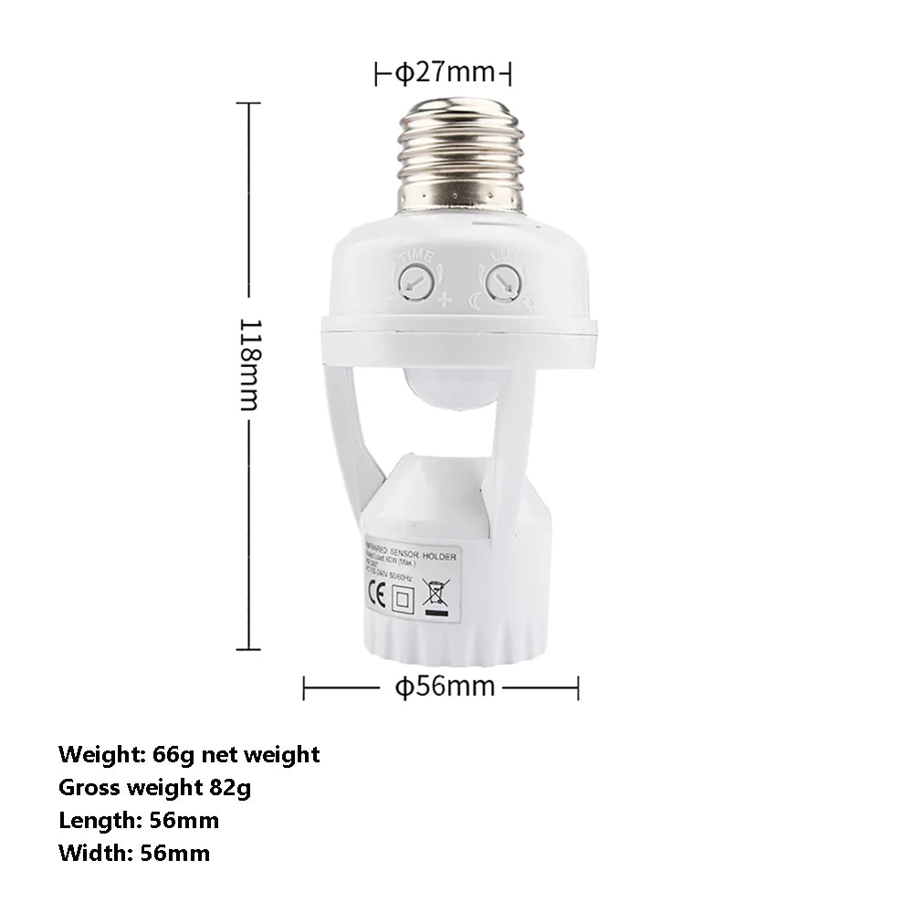 Motion Sensor Light Socket Smart Sensor Light Switch LED PIR Infrared Motion Sensor Detection E27 Light Bulb Auto Light Control