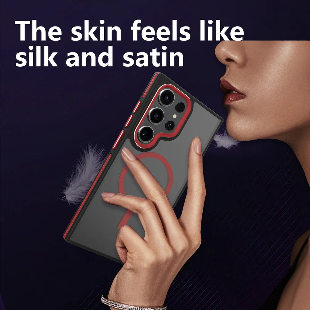 Matte skin feel Magsafe Magnetic Adsorption Case For Samsung S24 Ultra Galaxy S23 Plus S22 + Plating all inclusive Back Cover