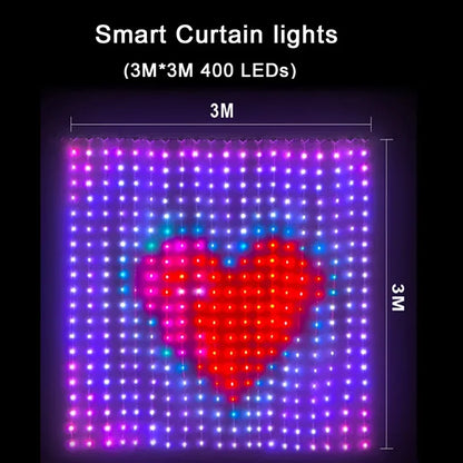 Led Smart Curtain Lights New year's garland App RGB Fairy Lights DIY Music Change Display for Window Christmas Room Decoration