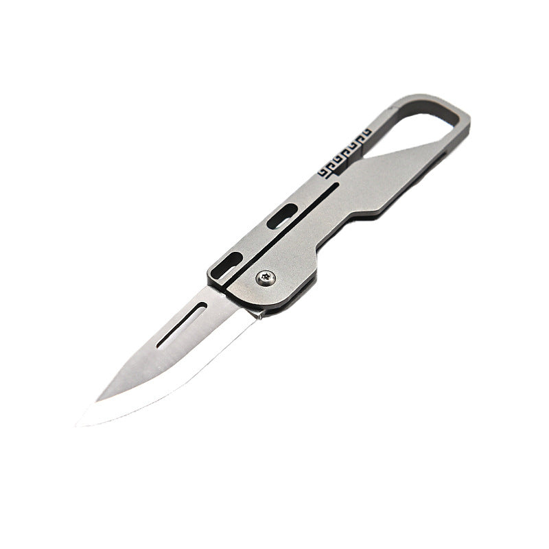 Multifunctional Titanium Alloy Keychain Mini Knife High Hardness D2 Steel Folding