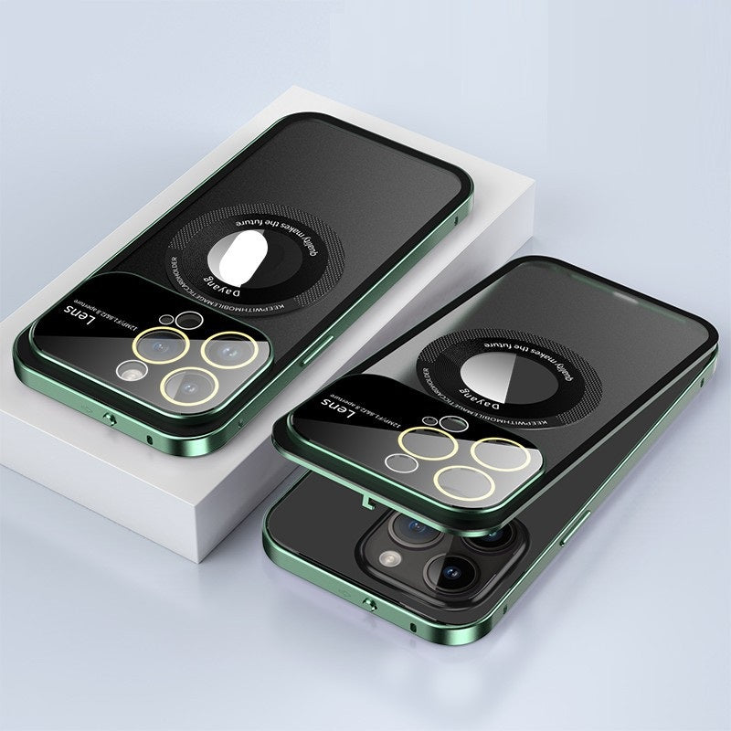 Magnetic Large Window Spring Fastener Metal Frame Phone Case