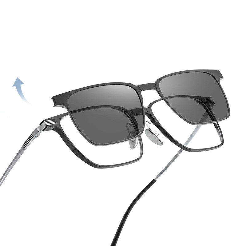 Magnetic Aluminum Magnesium Set Mirror Three Uses Pure Titanium Near-vision Frame Polarizing Sunglasses
