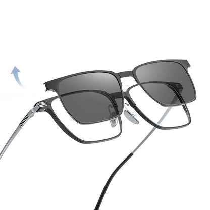 Magnetic Aluminum Magnesium Set Mirror Three Uses Pure Titanium Near-vision Frame Polarizing Sunglasses