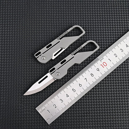 Multifunctional Titanium Alloy Keychain Mini Knife High Hardness D2 Steel Folding