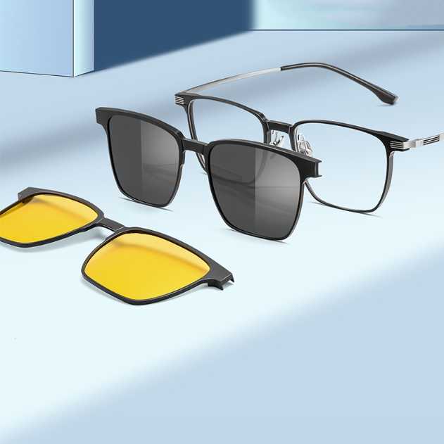 Magnetic Aluminum Magnesium Set Mirror Three Uses Pure Titanium Near-vision Frame Polarizing Sunglasses