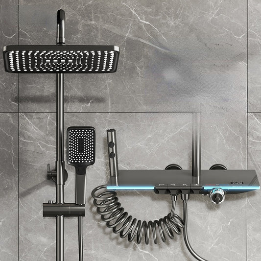 Intelligent Shower Set Gun Gray Bathroom Shower Mixer Faucet Digital Display Thermostatic Shower System Set Booster Sprinkler