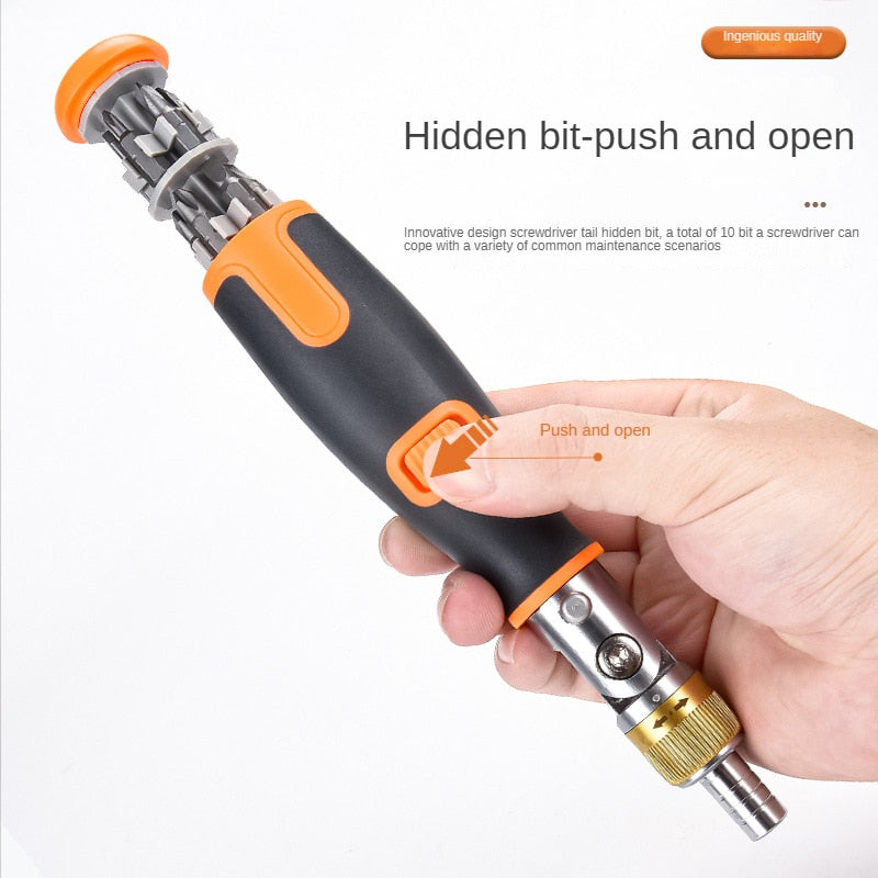 10 in 1 Professional Screwdriver Sets Hand Tool Angle Ratchet Corner Screwdriver Sets Multi-functional Screw drivers With Bits